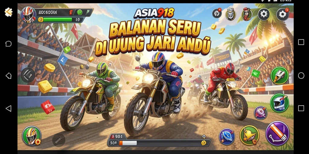 Tampilan seru gameplay balapan di ASIA918.