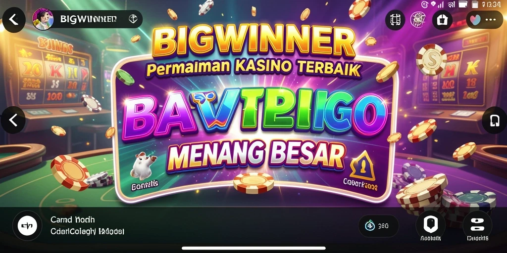 Screenshot BIGWINNER yang menampilkan tampilan seru dari permainan Kasino.