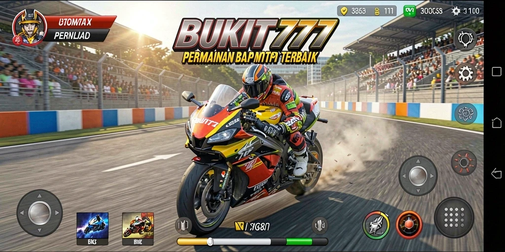 Tampilan gameplay seru balapan motor di BUKIT777.