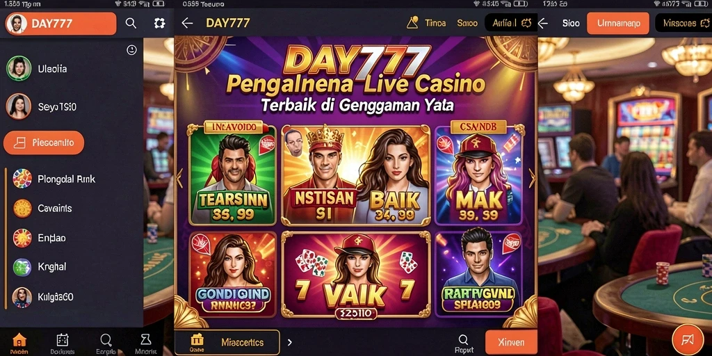 Screenshot gameplay Live Casino DAY777 dengan dealer profesional dan grafis menakjubkan.