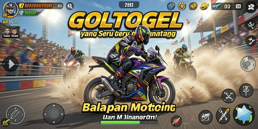Tampilan gameplay GOLTOGEL dengan aksi balap motor yang mendebarkan.