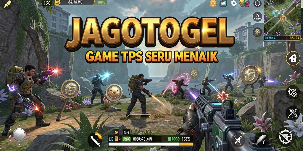 Tampilan gameplay menegangkan dalam JAGOTOGEL dengan aksi seru dari pertempuran TPS.