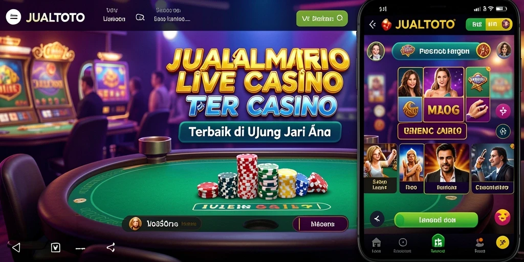 Screenshot gameplay JUALTOTO menampilkan dealer profesional dan suasana kasino yang nyata.