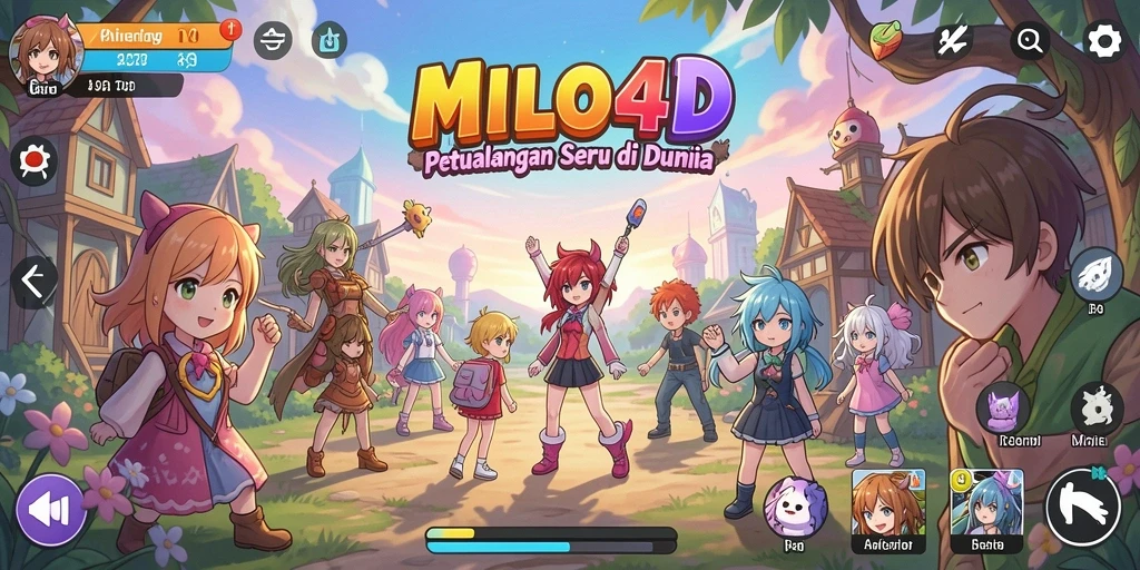 Tampilan gameplay seru MILO4D dengan karakter anime.