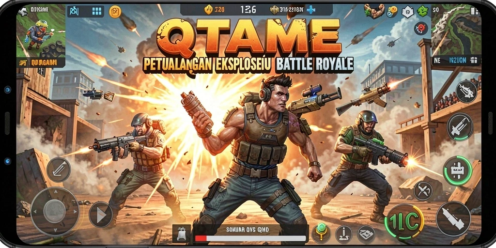 Tampilan gameplay seru dalam QTGAME Battle Royale.