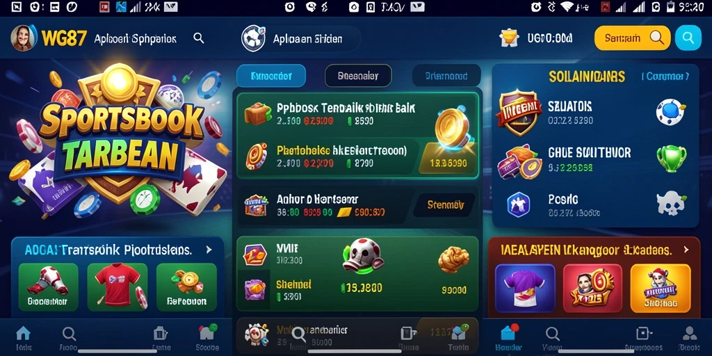 Screenshot gameplay Sportsbook dengan fitur taruhan langsung.